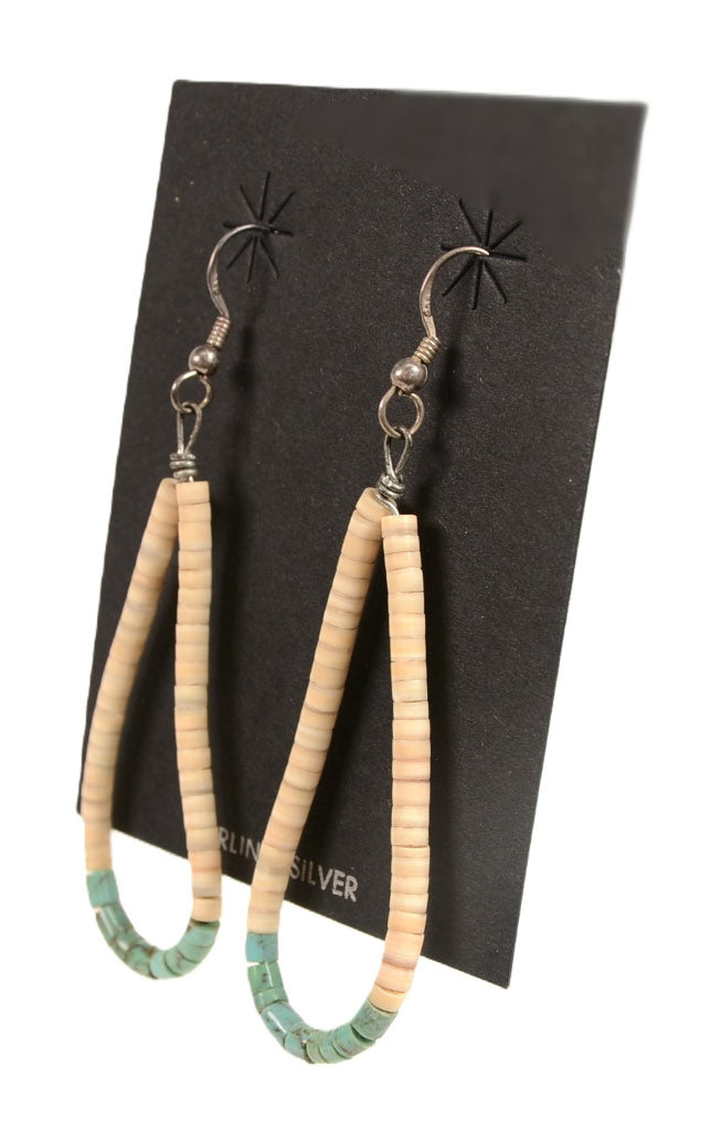 Navajo French Hook Heishi with Turquoise Earrings