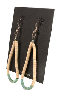 Navajo French Hook Heishi with Turquoise Earrings