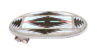 Zuni Pueblo Inlay Oval Buckle By Charlotte Dishta
