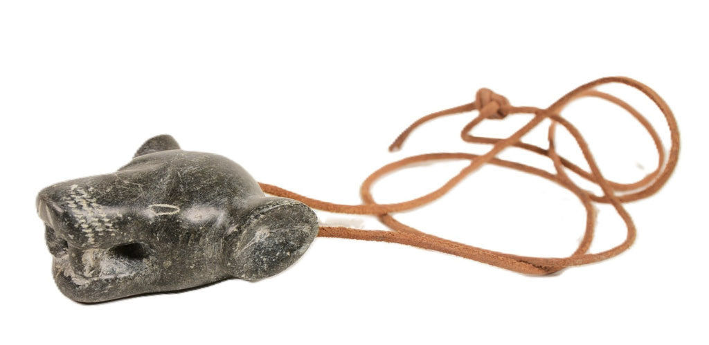 Inuit Bear Pendant on Leather Strap