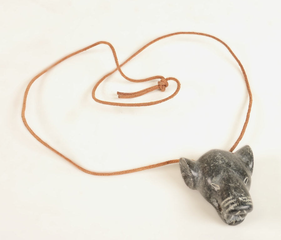 Inuit Bear Pendant on Leather Strap