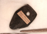 Frame of Bone, Stone Gorget and Ivory Fishing Spear Point Artifactsl; "Dickson Museum Toledo Ohio"