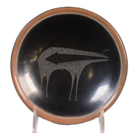 San Ildefonso Pueblo Pottery Dish with Deer Motif By Tony Da