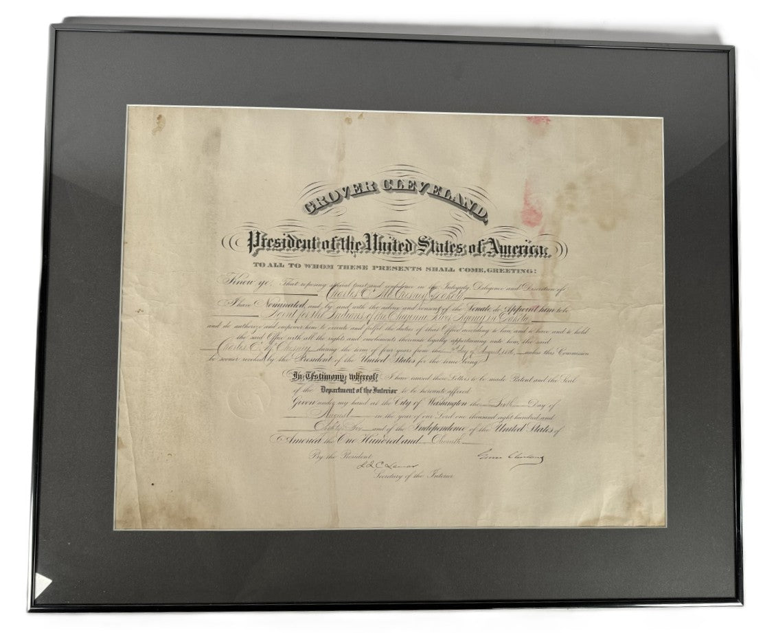 Grover Cleveland Presidential Appointment for the "Agent for the Indians of the Cheyenne River Agency in Dakota"