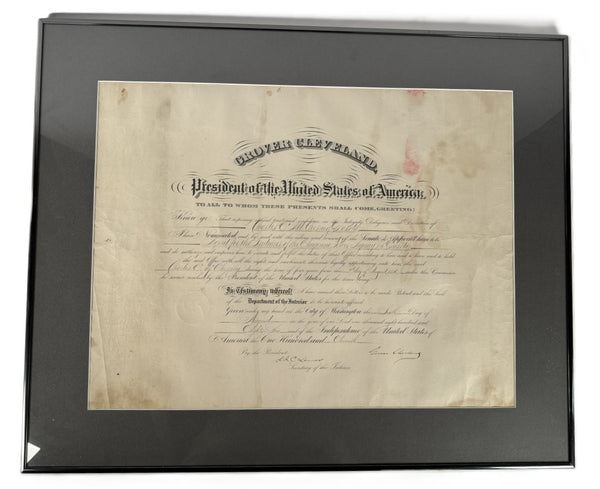 Grover Cleveland Presidential Appointment for the "Agent for the Indians of the Cheyenne River Agency in Dakota"