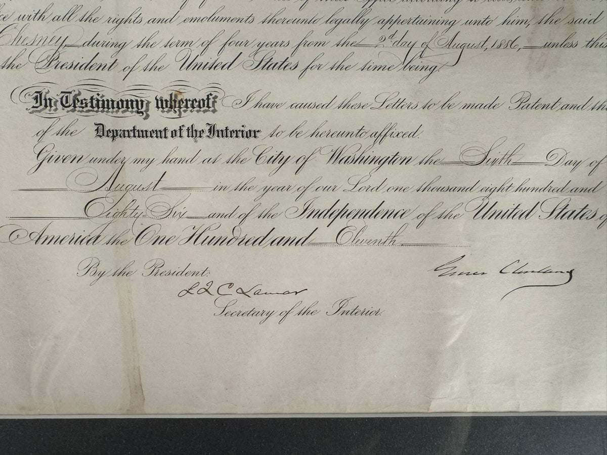 Grover Cleveland Presidential Appointment for the "Agent for the Indians of the Cheyenne River Agency in Dakota"
