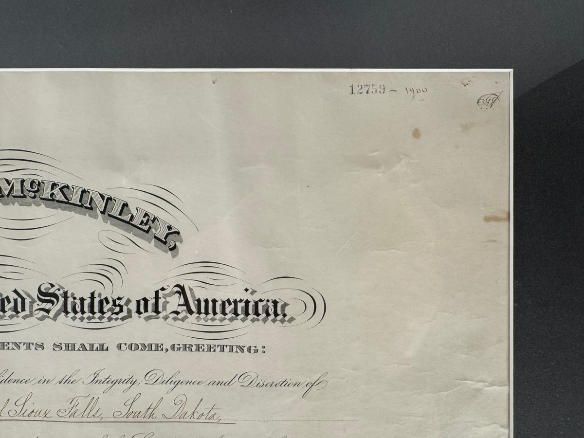 William McKinley Presidential Appointment for the "Agent for the Indians of the Rosebud Agency in South Dakota"