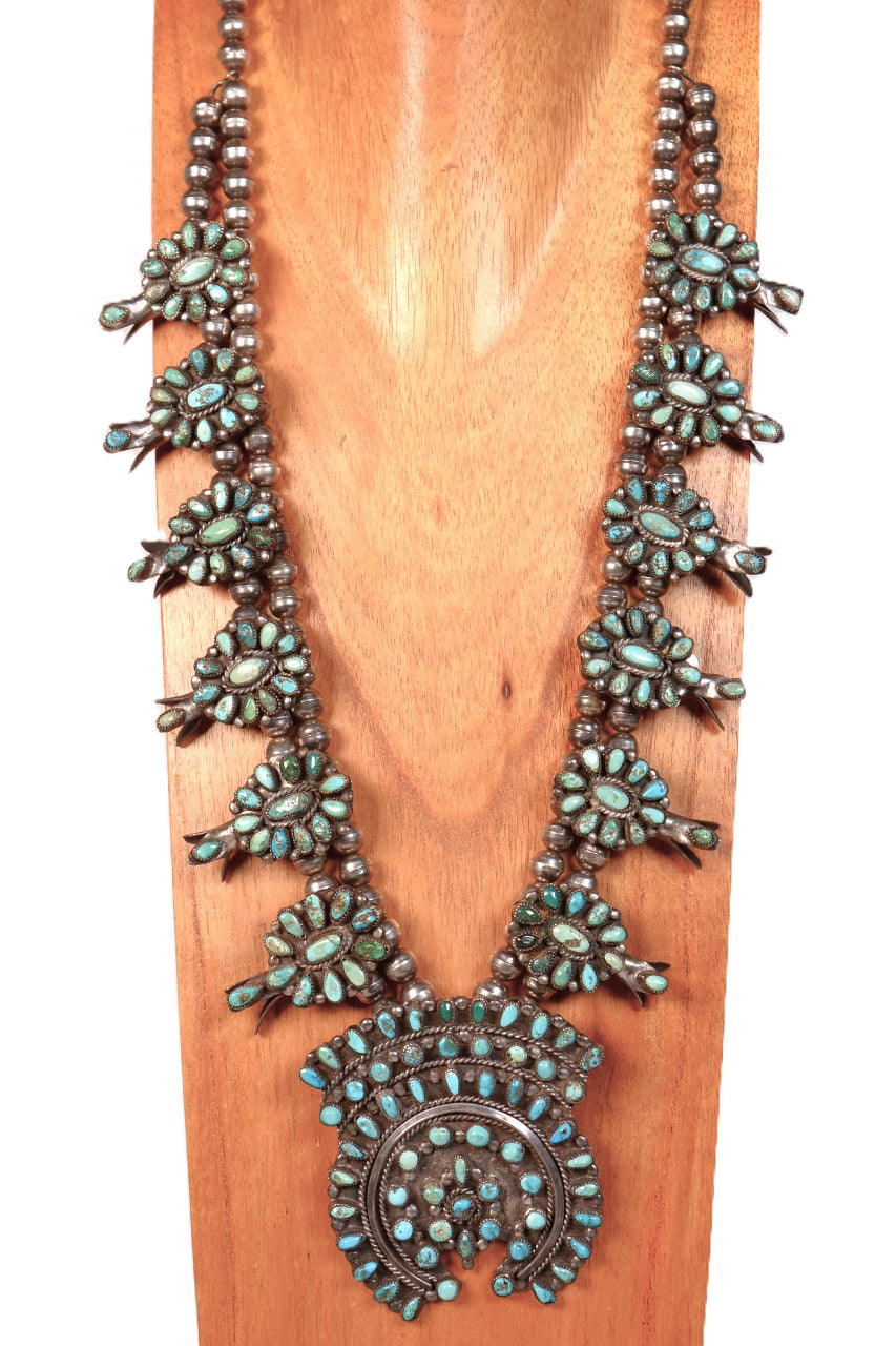 Navajo Cluster Squash Blossom Necklace