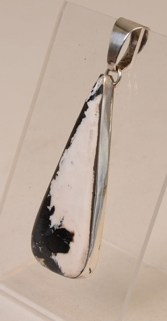 Navajo Sterling Silver Pendant  with White Buffalo Large Triangular Setting