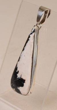 Navajo Sterling Silver Pendant  with White Buffalo Large Triangular Setting