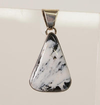 Navajo White Buffalo and Silver Triangle Pendant with Sterling Silver Bail