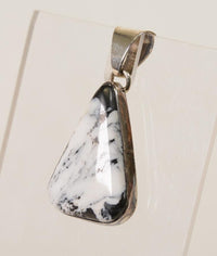 Navajo White Buffalo and Silver Triangle Pendant with Sterling Silver Bail