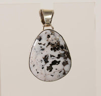 Navajo White Buffalo Teardrop Pendant with Sterling Silver Bail