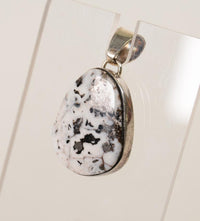 Navajo White Buffalo Teardrop Pendant with Sterling Silver Bail