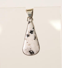 Navajo White Buffalo Teardrop Pendant with Sterling Silver Bail