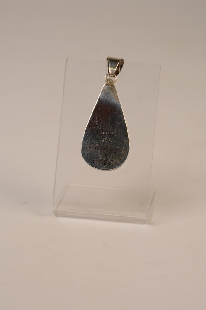Navajo Sterling Silver Pendant  with White Buffalo Large Teardrop Setting