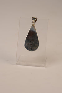 Navajo Sterling Silver Pendant  with White Buffalo Large Teardrop Setting