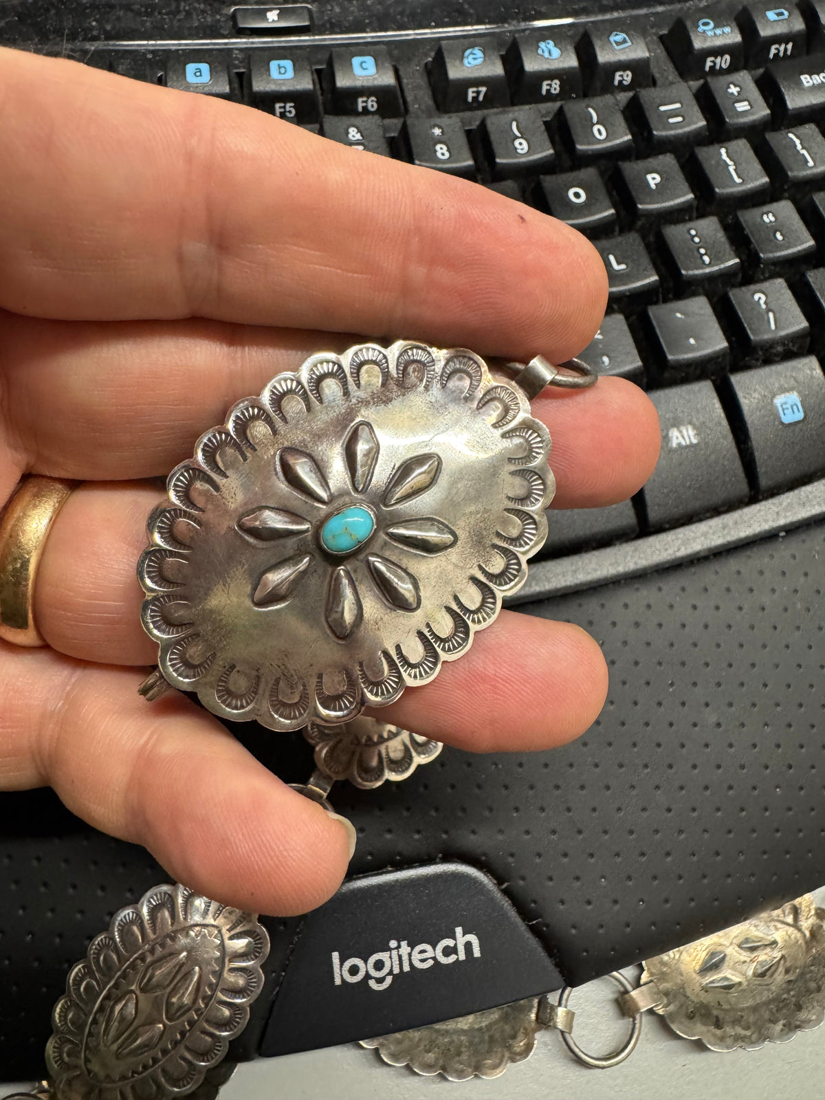 Navajo Link Sterling Silver Concho Belt - CG Wallace Family Collection