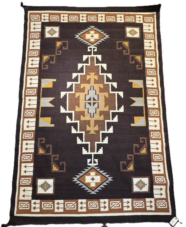 Southwest Area Rug - All Wool -Two Gray Hills Style 6' x 9'