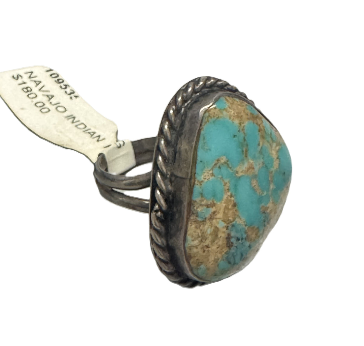 Navajo Indian Ring, Quality Natural Turquoise set in Sterling Silver