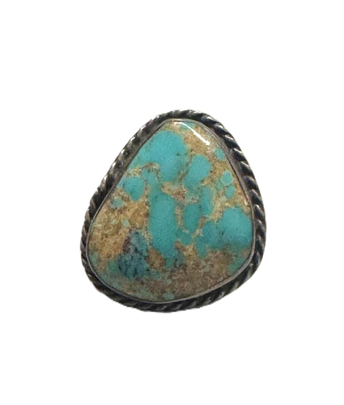 Navajo Indian Ring, Quality Natural Turquoise set in Sterling Silver