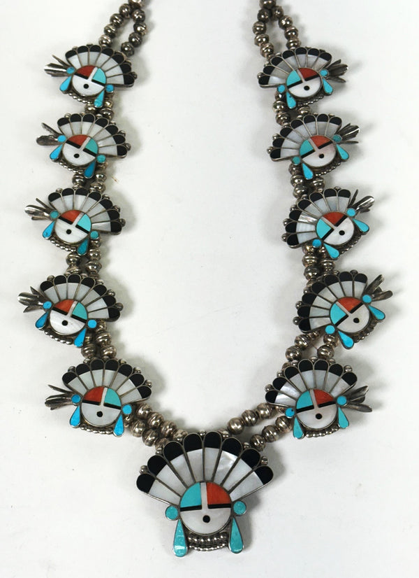 Large Zuni Sunface Necklace by Jeanette Dewesee