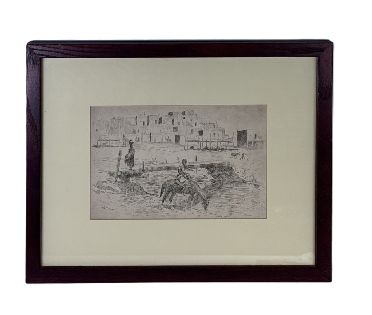 Vintage Pueblo Scene Collotype print