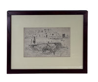 Vintage Pueblo Scene Collotype print