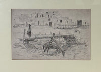 Vintage Pueblo Scene Collotype print
