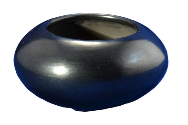 Gun Metal Polished Plain Blackware Bowl by Maria Martinez, Signed Maria Poveka