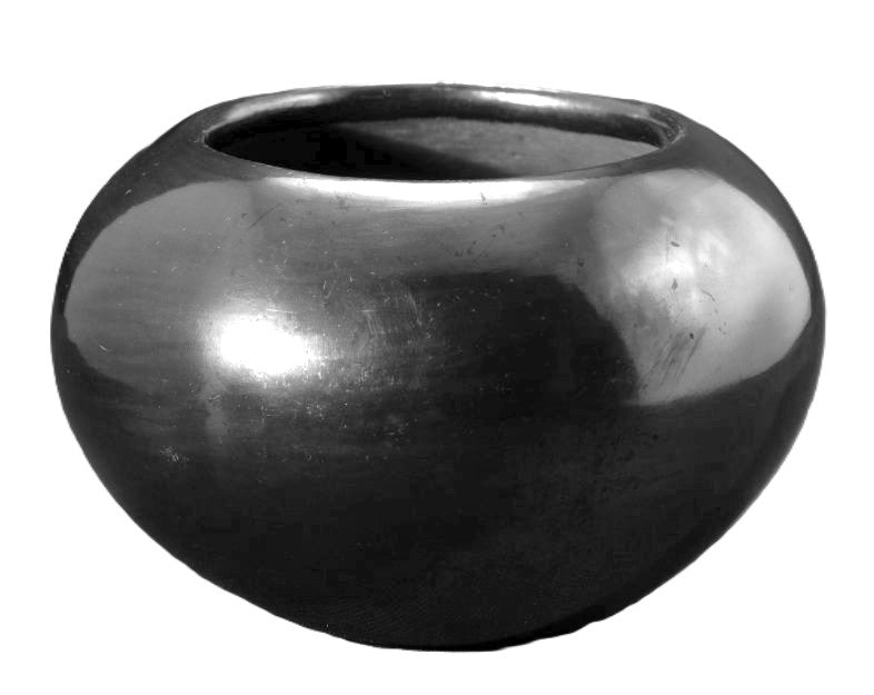 San Ildefonso Gunmetal Polished Plain Blackware Bowl By Maria Poveka Montoya Martinez