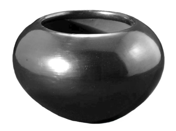 San Ildefonso Gunmetal Polished Plain Blackware Bowl By Maria Poveka Montoya Martinez