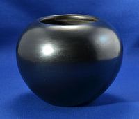 Polished Blackware Bowl by Maria Martinez, Signed Maria Poveka