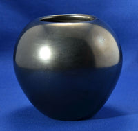Gun Metal Pottery Polished Plain Blackware Bowl by Maria Martinez,