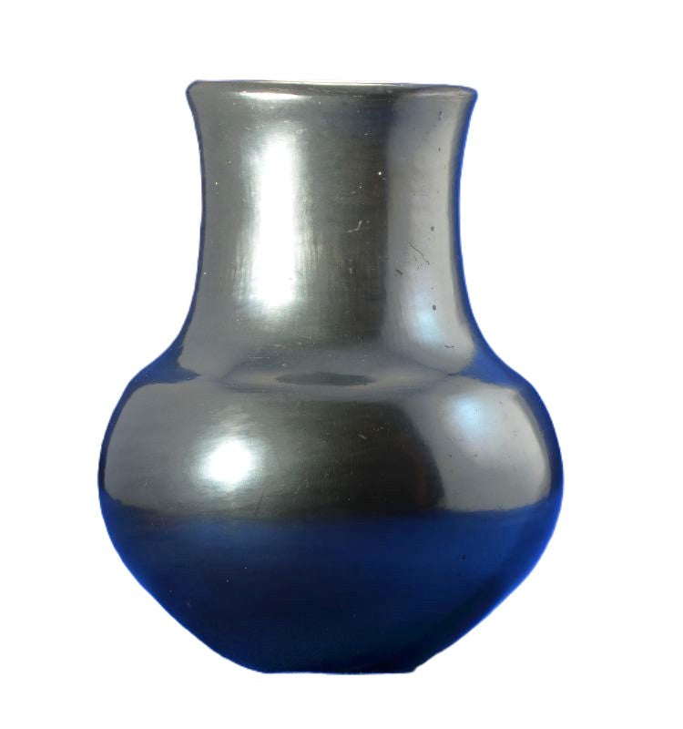 Gun Metal Plain Blackware Pottery Jar by Maria Martinez