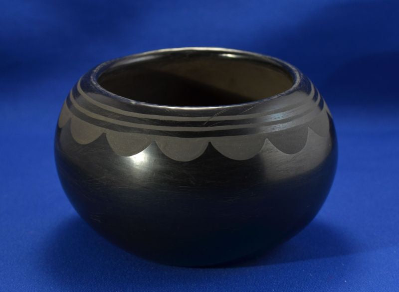 San Ildefonso Black on Black Pottery Bowl