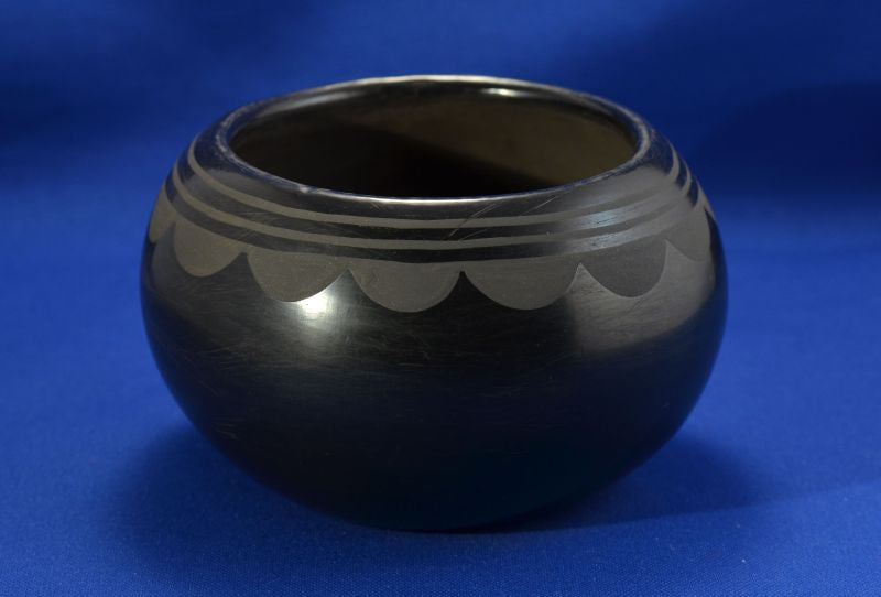 San Ildefonso Black on Black Pottery Bowl