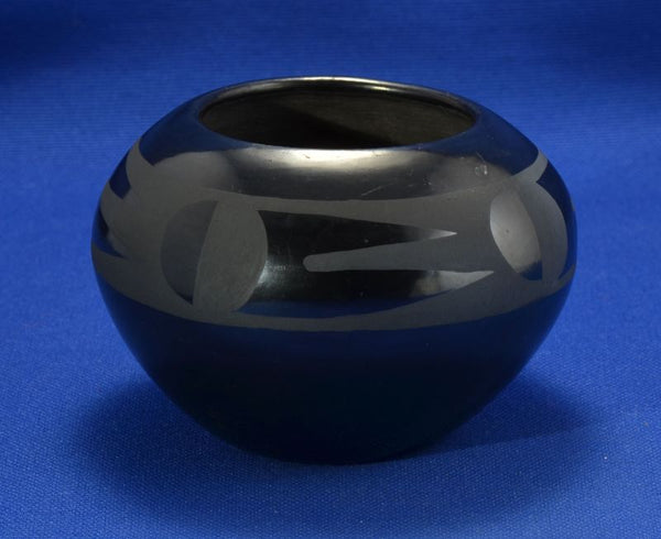 San Ildefonso Black on Black Pottery Jar By Maria Martinez; Maria & Santana