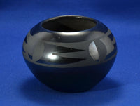 San Ildefonso Black on Black Pottery Jar By Maria Martinez; Maria & Santana