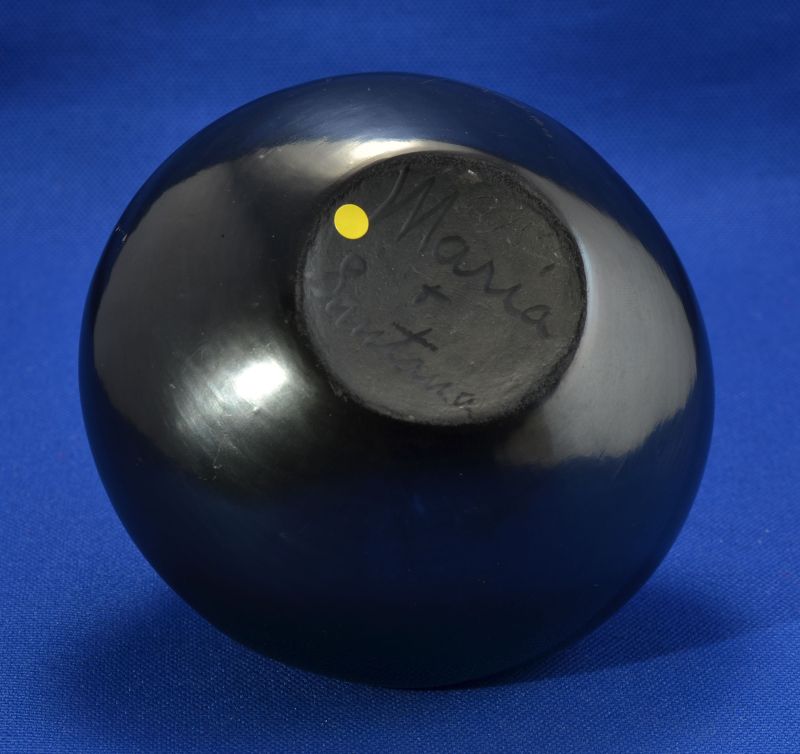 San Ildefonso Black on Black Pottery Jar By Maria Martinez; Maria & Santana