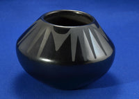 San Ildefonso Black on Black Pottery Jar By Maria Martinez; Maria & Santana