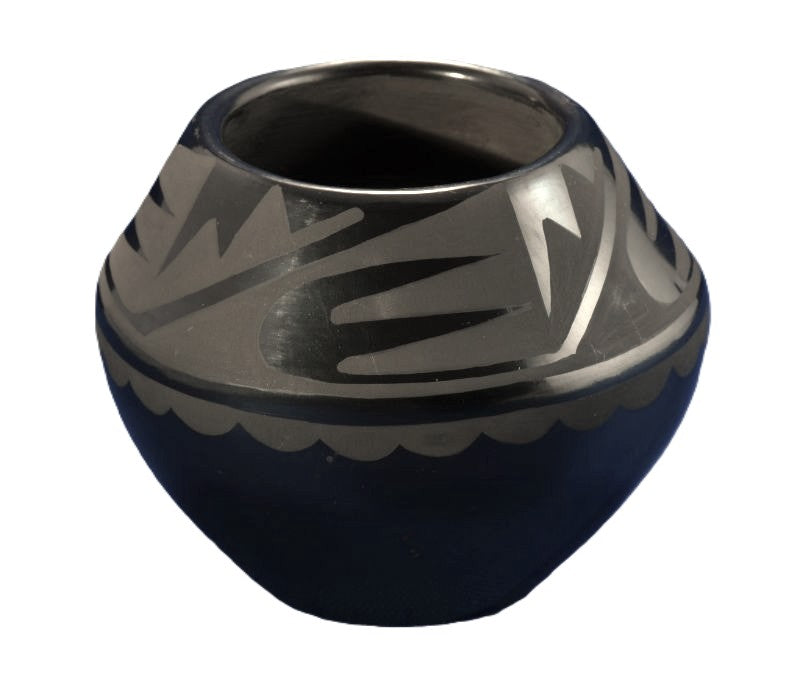 San Ildefonso Black-on-Black Pottery Jar By Maria Martinez and Santana