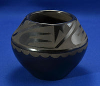 San Ildefonso Black-on-Black Pottery Jar By Maria Martinez and Santana