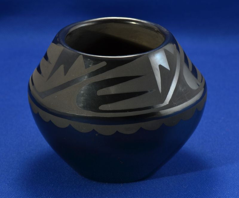 San Ildefonso Black-on-Black Pottery Jar By Maria Martinez and Santana