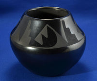 San Ildefonso Black-on-Black Pottery Jar By Maria Martinez and Santana