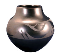 San Ildefonso Pueblo Black-on-Black Pottery Jar By Maria and Santana