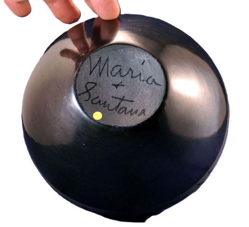 San Ildefonso Pueblo Black-on-Black Pottery Jar By Maria and Santana