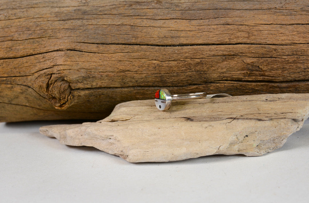 Zuni Sterling Silver and Inlay Sunface  Ring Size: 5