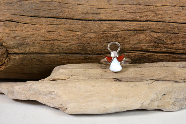 Zuni Sterling Silver and Inlay Angel Ring