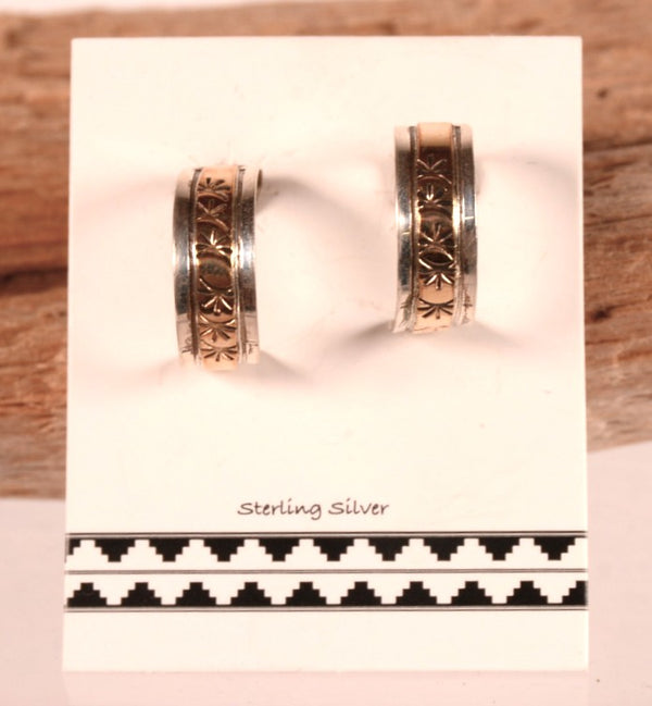 Navajo Post Sterling Silver and Brass Earrings By Juanita Pino